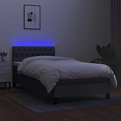 Avis vidaXL Sommier à lattes de lit et matelas et LED Gris foncé 100x200 cm