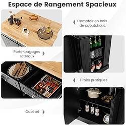 Acheter Helloshop26 Ilot central cuisine avec tiroirs et 2 portes 120 x 61 x 92 cm desserte de cuisine avec étagère réglable étagères latéraux noir 20_0008634