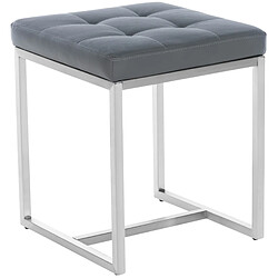 Decoshop26 Lot de 2 tabourets bas repose-pieds poufs forme carrée en PVC gris et acier inoxydable 10_0004467