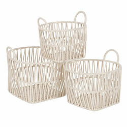 BigBuy Home Lot de paniers Blanc Corde 38 x 38 x 32 cm (3 Pièces)