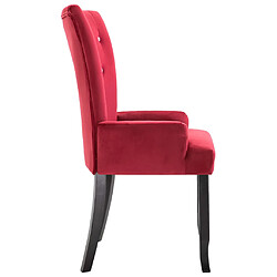 Avis vidaXL Chaises à manger avec accoudoirs lot de 4 rouge velours