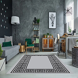 HOMEMANIA Tapis Imprimé Greece 4 - Géométrique - Décoration de Maison - Antidérapant - Pour Salon, séjour, chambre à coucher - Gris, noir en Polyester, Coton, 60 x 100 cm