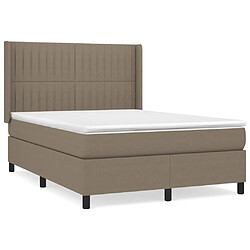 vidaXL Sommier à lattes de lit avec matelas Taupe 140x190 cm Tissu