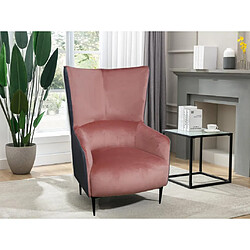 Vente-Unique Fauteuil en velours rose et structure anthracite MENDOCINO 