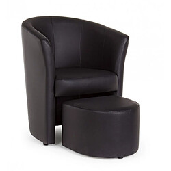 Webmarketpoint Fauteuil en simili cuir avec pouf amovible noir RITA 64,5x 59,5x h78 cm 