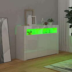 Maison Chic Buffet commode,console avec lumières LED pour rangement blanc brillant 115,5x30x75 cm -MN90439 pas cher