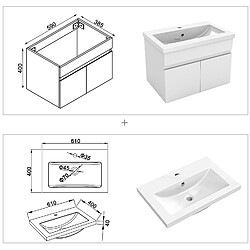 Avis Aica Sanitaire 59(L)x38,5(W)x40(H)cm Meuble salle de bain blanc 2 portes avec une vasque à suspendre pour un gain d'espace optimal avec un maximum d'espace intérieure.