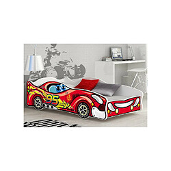 Kids Literie Lit Enfant Voiture 80x160 95 Rally Thème Livré avec sommiers et matelas en mousse de 7cm