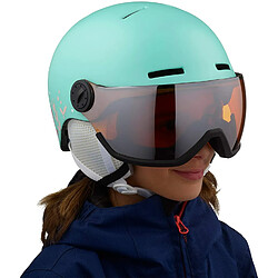 Casque de ski et snowboard pour enfant avec visière Salomon, Coque moulée + coque intérieure en EPS, Taille M, Tour de tête 53-56 cm, Turquoise (Aruba Glossy/Univ.), L40837000