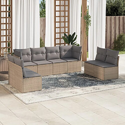 vidaXL Salon de jardin avec coussins 8 pcs beige résine tressée