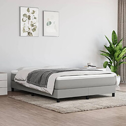 vidaXL Sommier à lattes de lit avec matelas Gris clair 140x190cm Tissu