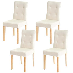 Decoshop26 Lot de 4 chaises en synthétique crème pieds en bois clair CDS04543