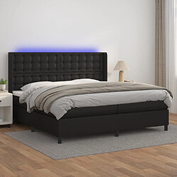 vidaXL Sommier à lattes de lit matelas LED Noir 200x200cm Similicuir