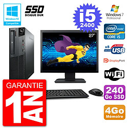 PC Lenovo M82 SFF Ecran 27" i5-2400 RAM 4Go SSD 240Go Graveur DVD Wifi W7 · Occasion 