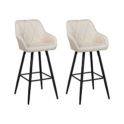 Beliani Tabouret de bar Set de 2 Tissu Beige clair DARIEN 