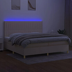 Avis vidaXL Sommier à lattes de lit et matelas et LED Crème 200x200cm Tissu