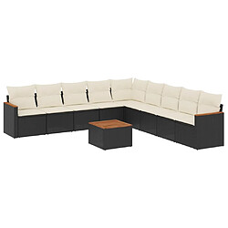 Maison Chic Salon de jardin 10 pcs avec coussins, Ensemble Tables et chaises d'extérieur noir résine tressée -GKD142328