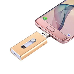 Wewoo Clé USB or pour iPhone et iPad & iPod la plupart des smartphones Android PC 3 en 1 USB 2.0 Lightning 8 broches Micro USB 16 Go Flash Drive, pas cher