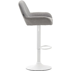 Acheter Decoshop26 Lot de 2 tabourets de bar repose-pieds en forme d'arc en métal blanc assise en tissu gris 10_0004043