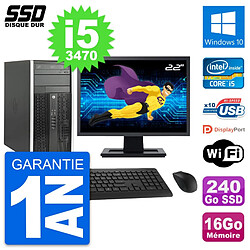 PC Tour HP 6300 CMT Ecran 22" Intel i5-3470 RAM 16Go SSD 240Go Windows 10 Wifi · Occasion 