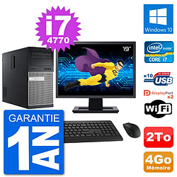 PC Tour Dell 9020 Ecran 19" Intel i7-4770 RAM 4Go Disque 2To Windows 10 Wifi · Occasion 