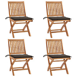 vidaXL Chaises pliables de jardin avec coussins lot de 4 Teck solide