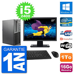 PC Lenovo M92p SFF Ecran 27" Intel i5-2400 RAM 16Go Disque 1To Windows 10 Wifi - Occasion