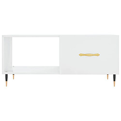 Maison Chic Table basse,Table Console Table d'appoint, Table pour salon Blanc brillant 90x50x40 cm Bois d'ingénierie -MN10469 pas cher