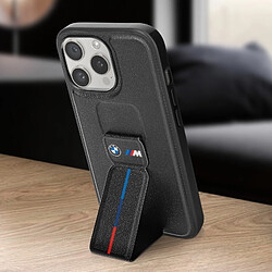 Avis BMW Coque pour iPhone 15 Pro Simili Cuir Béquille Support Noir