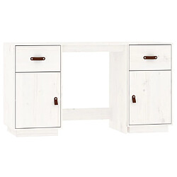 Maison Chic Bureau avec armoire de rangement,Table de travail,Table d'études Blanc 135x50x75 cm Bois massif de pin -GKD57009