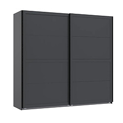 Pegane Armoire, placard avec portes coulissantes coloris graphite - longueur 225 x hauteur 208 x profondeur 65 cm 