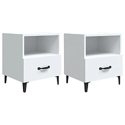 Maison Chic Lot de 2 Tables de chevet - Tables de Nuit Blanc Bois d'ingénierie