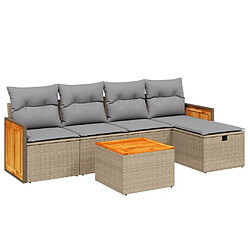 vidaXL Salon de jardin avec coussins 6pcs mélange beige résine tressée