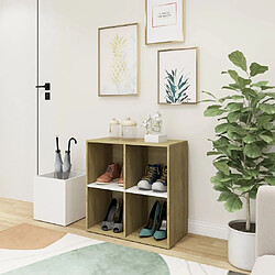 Maison Chic Armoire à Chaussures,Meuble de Rangement à Chaussures Blanc et chêne 105x35,5x70 cm Aggloméré -MN24290