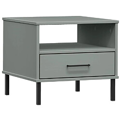 vidaXL Table de chevet avec pieds en métal Gris Bois pin massif OSLO