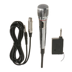 mic Set de Microphone Dynamique Professionnel AK-308 Câblé & Sans Fil Micro Jack -Argent