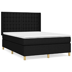 vidaXL Sommier à lattes de lit avec matelas Noir 140x190 cm Tissu