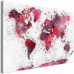 Paris Prix Tableau Imprimé World Map : Red Watercolors Wide 60 x 90 cm