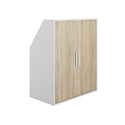 Vente-Unique Armoire sous pente 2 portes - Blanc et naturel - ADEZIO