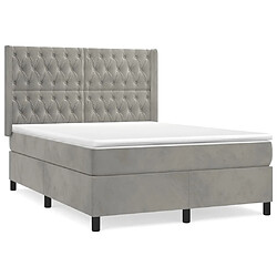 vidaXL Sommier à lattes de lit et matelas Gris clair 140x200cm Velours