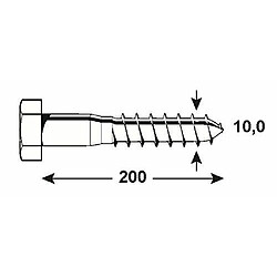 Connex KL3141200 Vis à bois 6 pans galvanisés 1000 g 10 x 200 mm