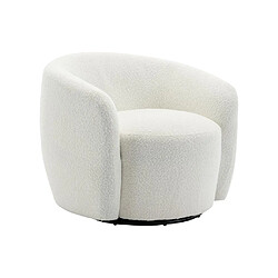 Avis Vente-Unique Fauteuil pivotant en tissu bouclette blanc VEREIDE