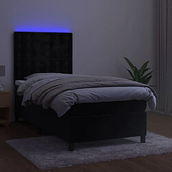 Acheter Maison Chic Lit adulte- Lit + matelas + LED,Sommier à lattes de lit matelas et LED Noir 90x200 cm Velours -GKD93243