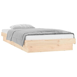 Maison Chic Cadre/structure de lit à LED pour adulte - Lit Moderne Chambre 90x200 cm Bois massif -MN41498