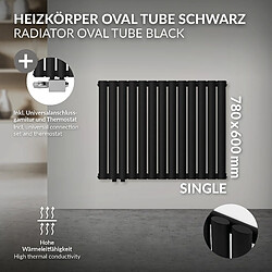 Avis LuxeBath Radiateur noir mat tube ovale à une couche raccord universel à gauche 780x600 mm