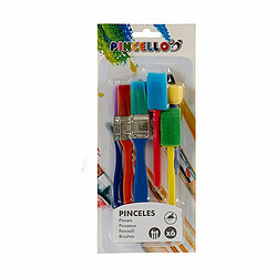 Pincello Pinceaux Multicouleur Lot Éponge Poil Fer blanc Plastique (12 Unités)