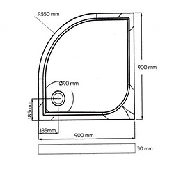 Aqua+ Receveur 1/4 de rond HESTIA 90x90 cm