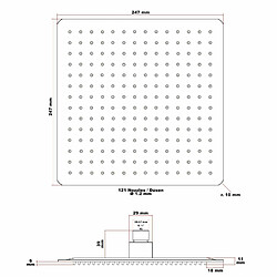 Avis Helloshop26 Pommeau de douche carré pomme jet de pluie tête douche 25 x 25 cm acier inoxydable 16_0000626