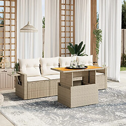 vidaXL Salon de jardin avec coussins 5 pcs beige résine tressée 