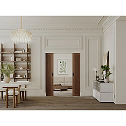 Acheter Vente-Unique Porte coulissante double avec système à galandage en MDF et bois naturel foncé - 2 x H205 x L83 cm - SANDORA